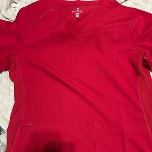 Red scrub top